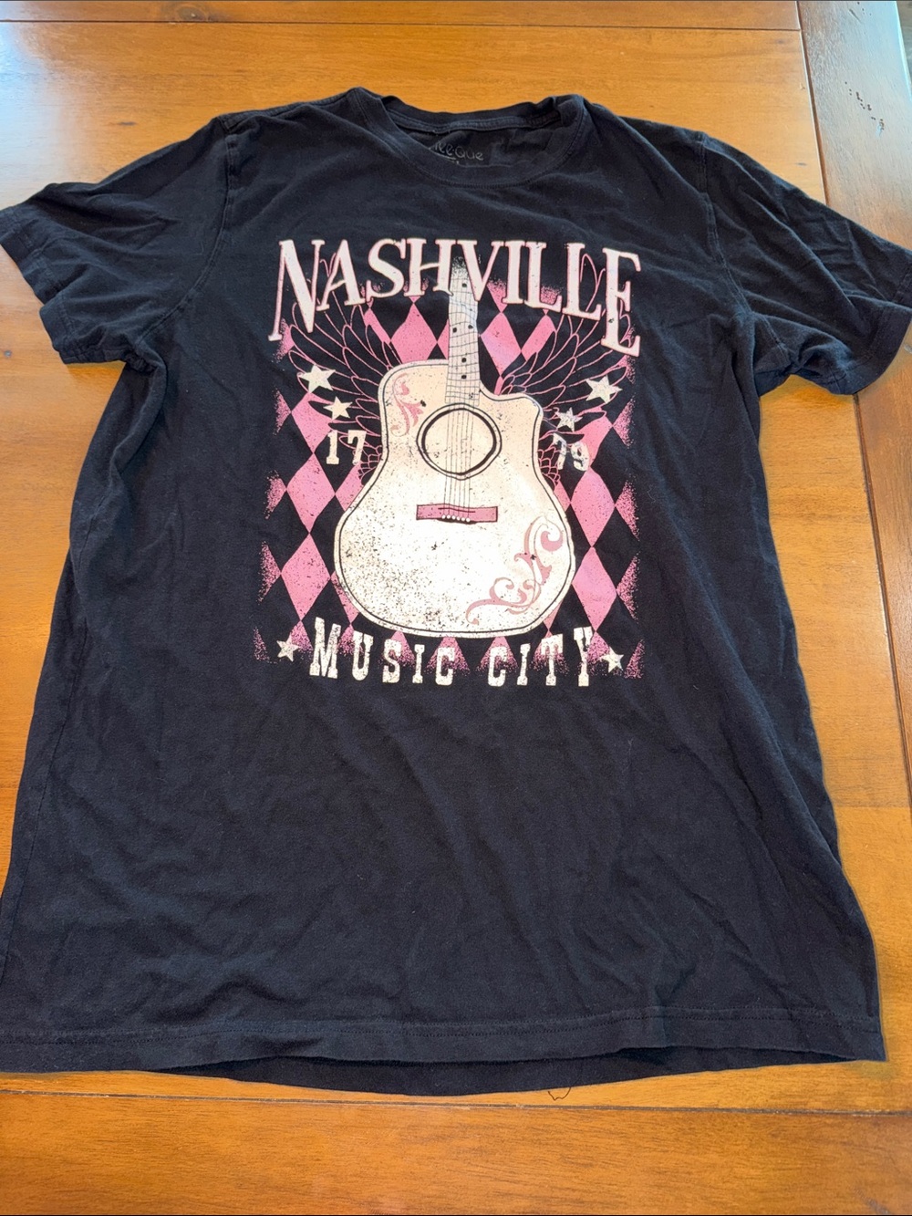 Nashville Music City Graphic Tee - Black & Pink